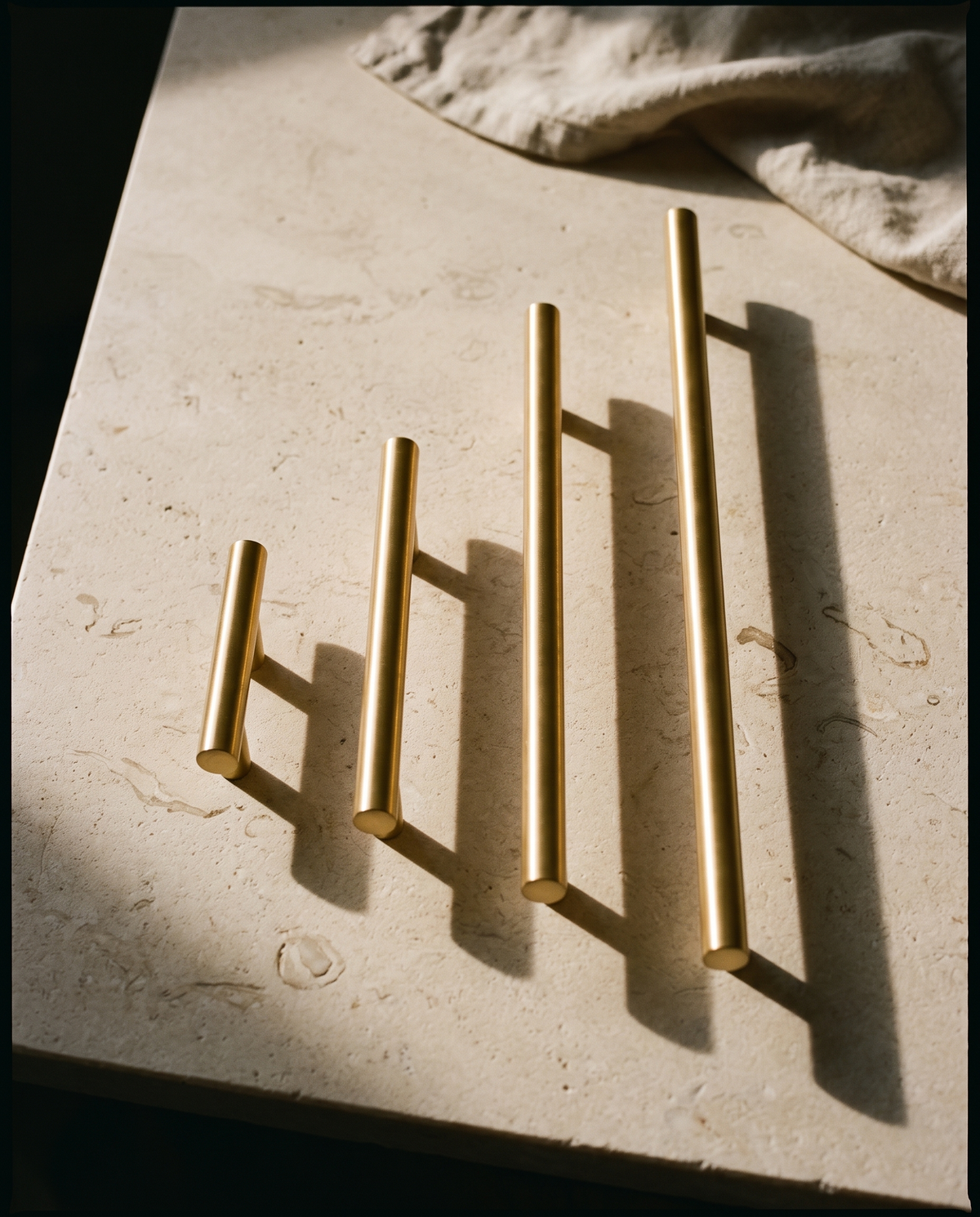 Linea Solid Brass T-Bar Cabinet Handle Family