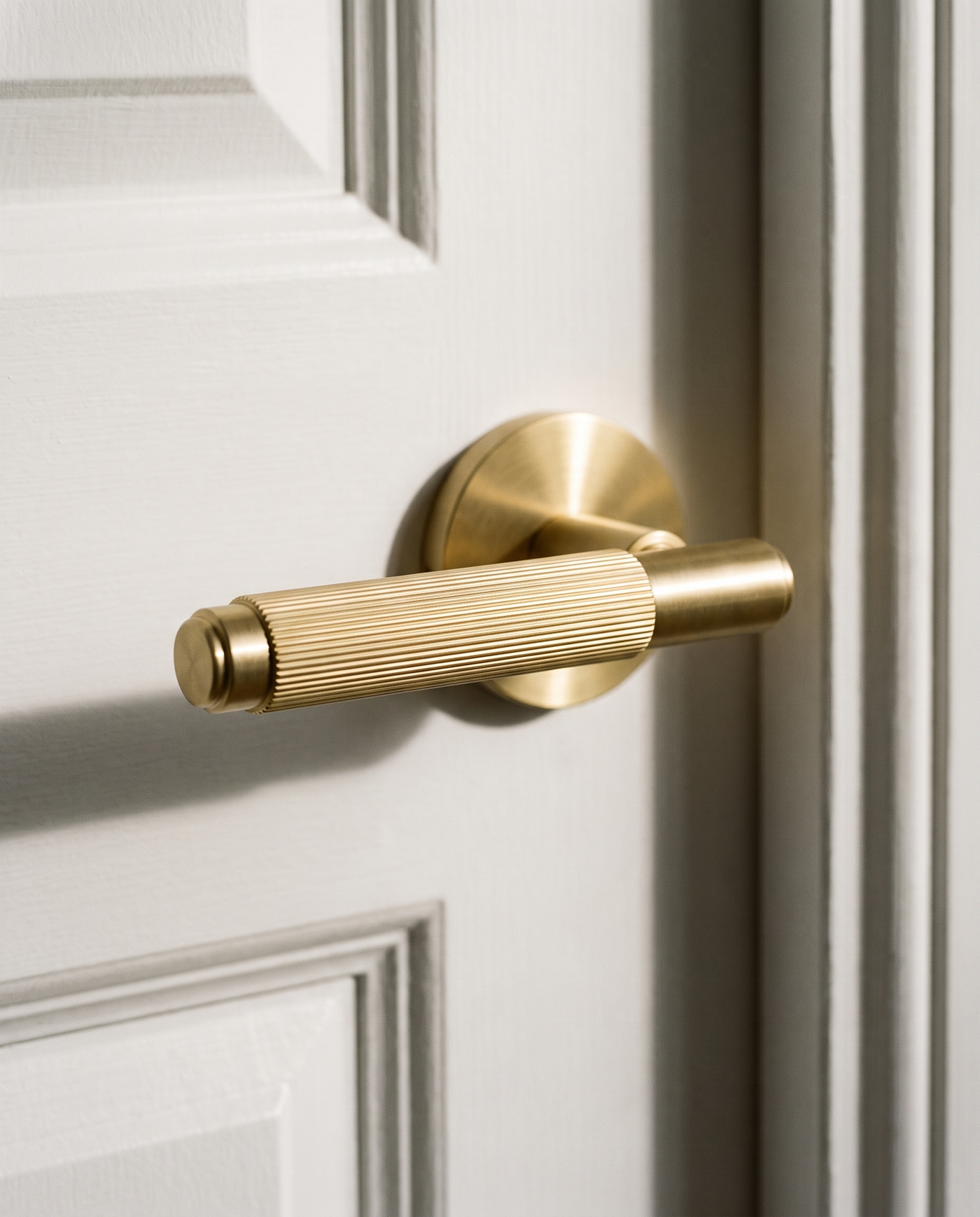 Lina Ribbed Solid Brass Door Lever Set