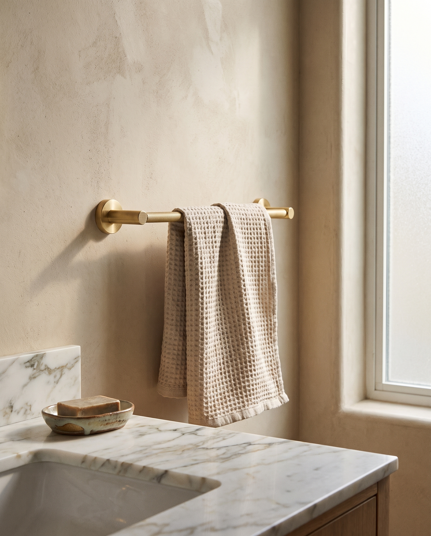 Varen Knurled Brass Towel Rail