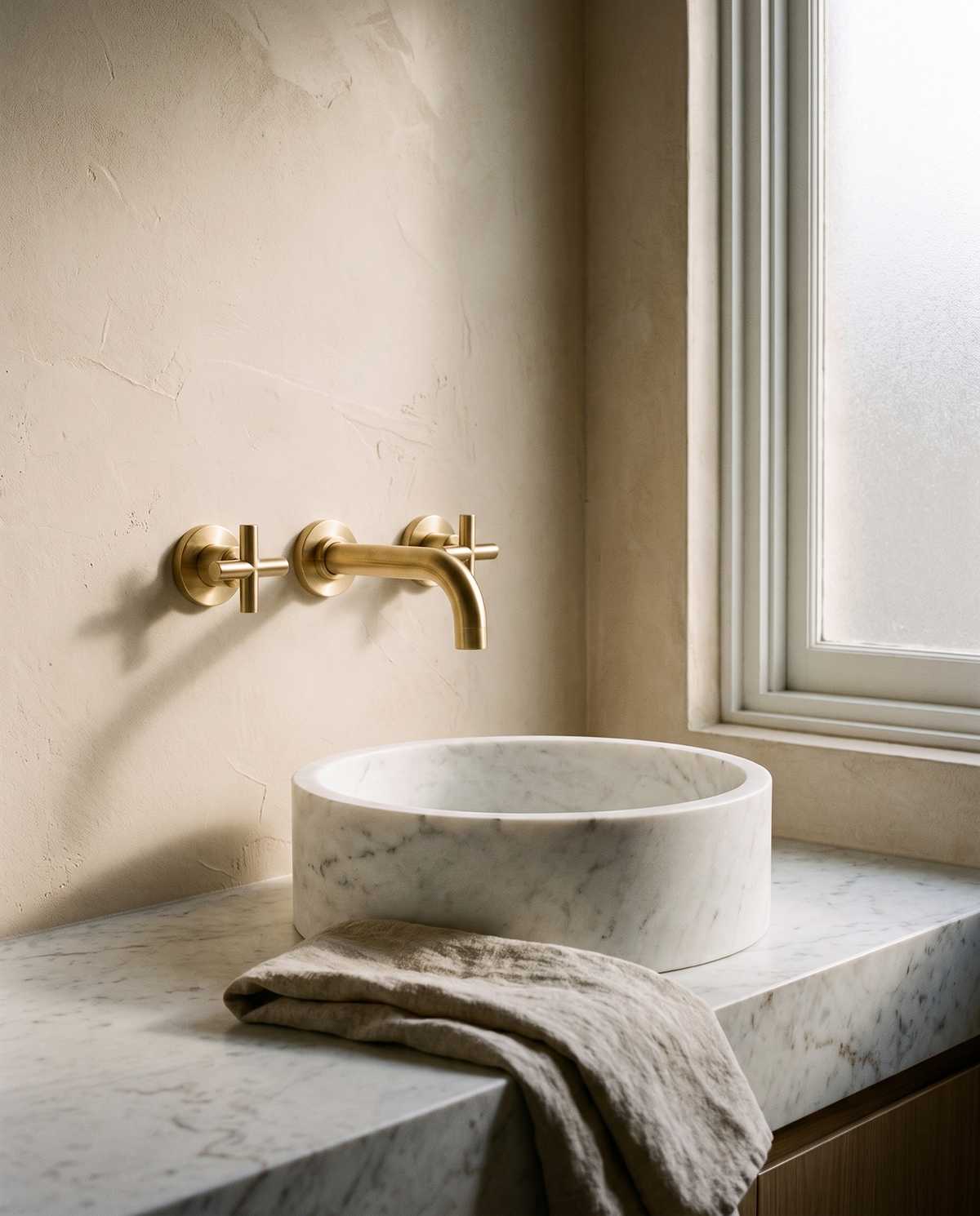 Lume Wall-Mount Brass Basin Mixer