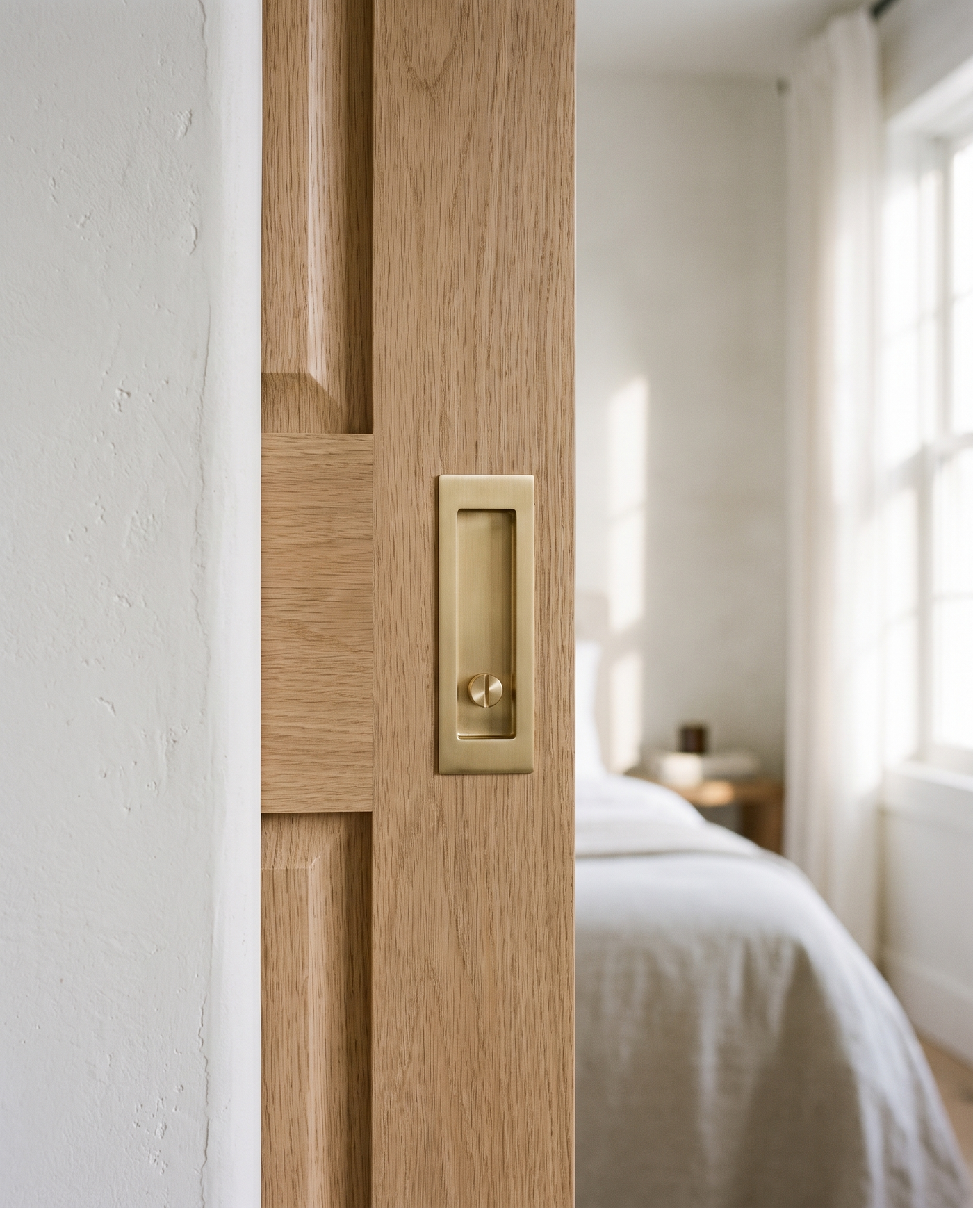Lira Recessed Brass Pocket Door Set