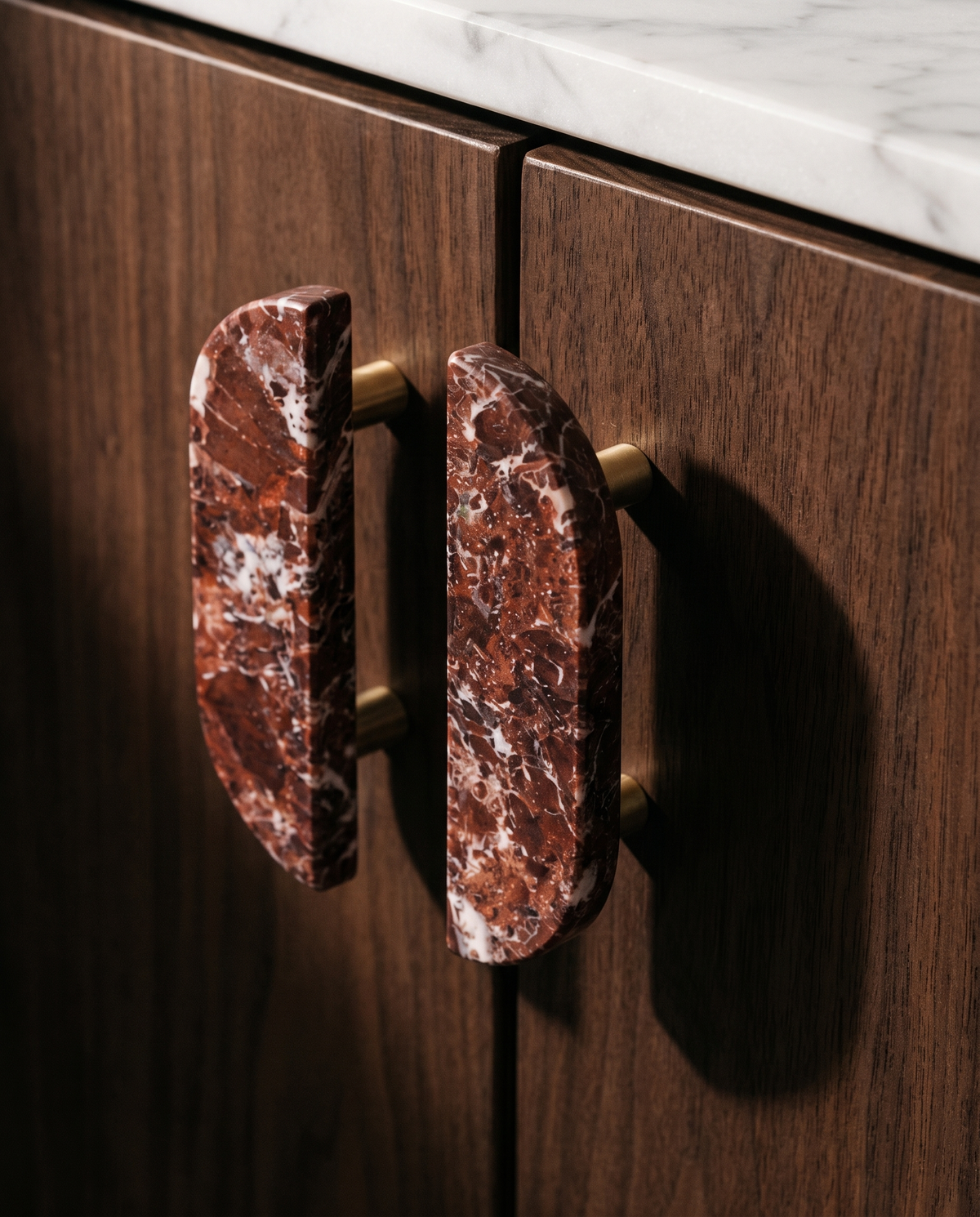 Varena Paired Natural Marble Cabinet Pull