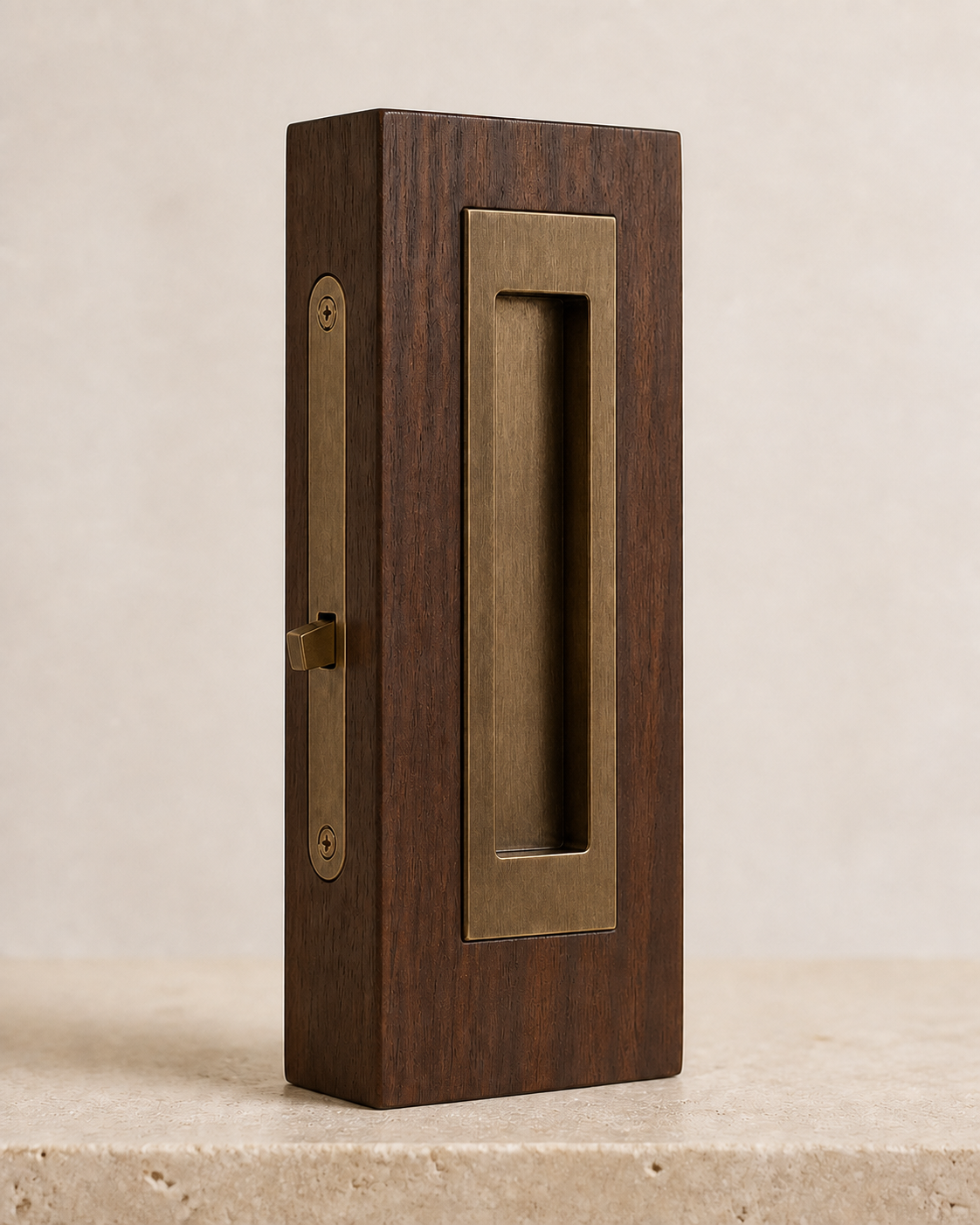 Lira Recessed Brass Pocket Door Set