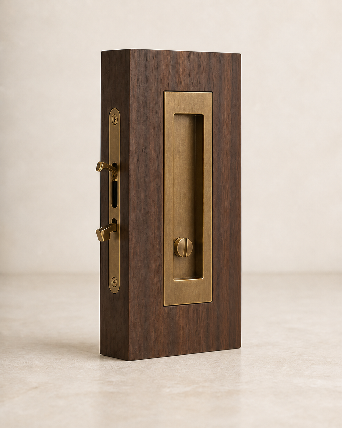 Lira Recessed Brass Pocket Door Set