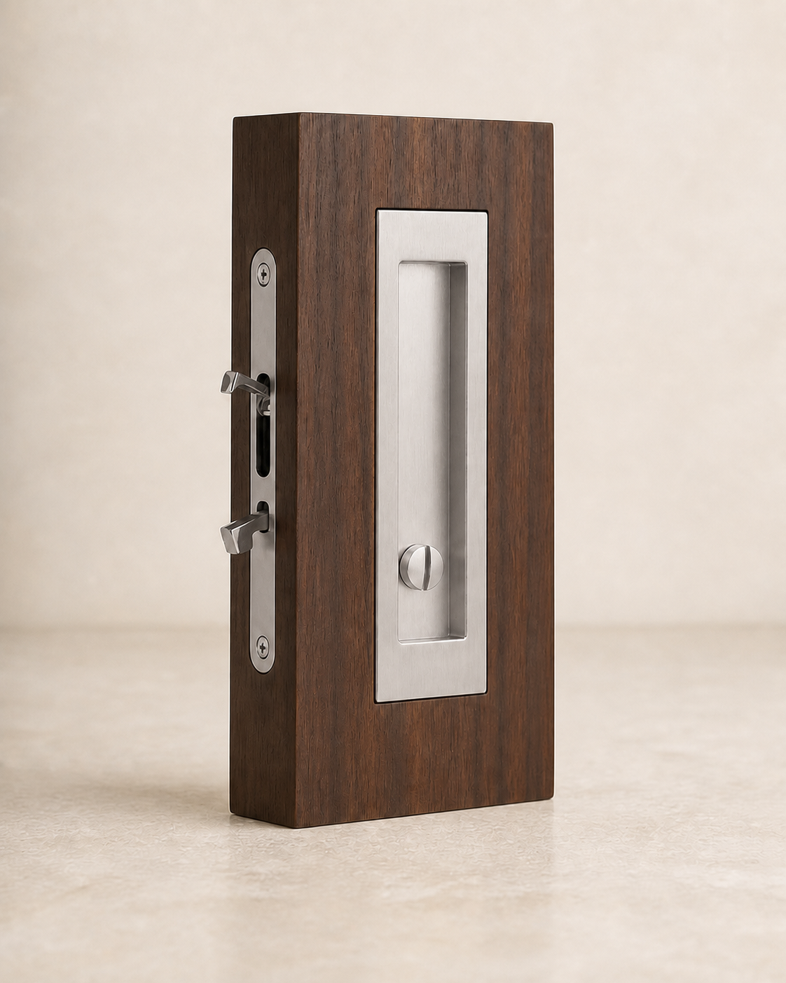 Lira Recessed Brass Pocket Door Set