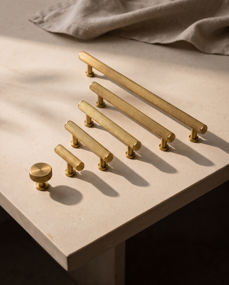Rilievo Fine-Reeded Solid Brass Cabinet Family