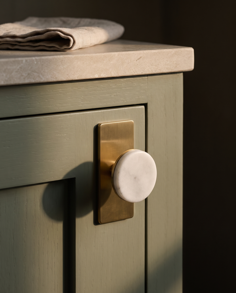 Rotonda Marble Knob with Backplate