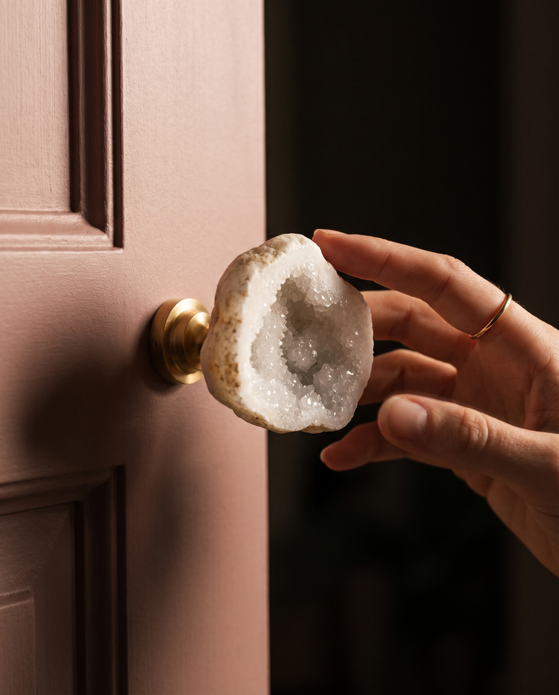 Cava Natural White Geode Knob