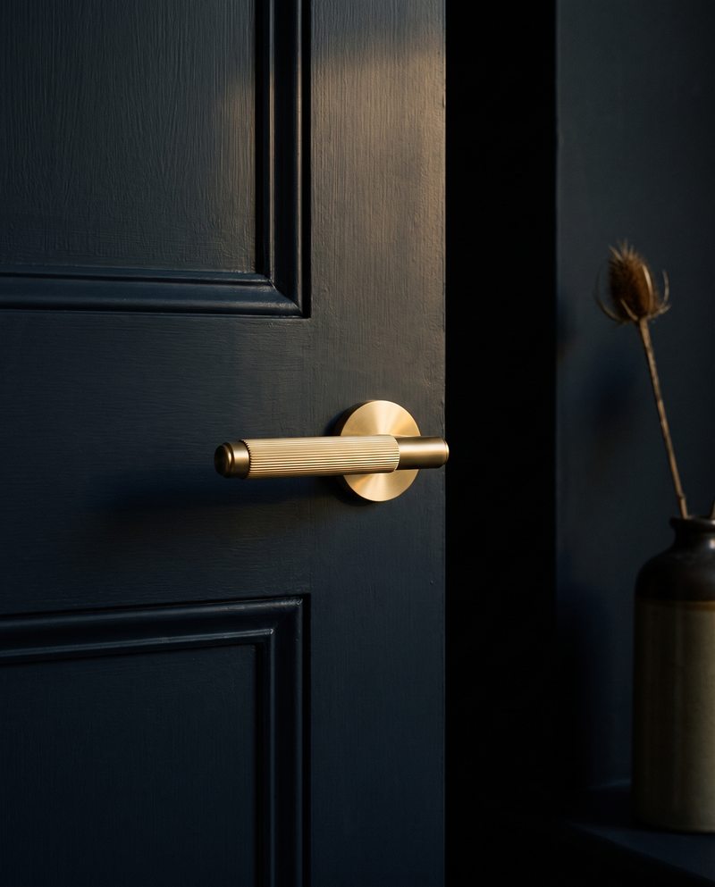 Lina Ribbed Solid Brass Door Lever Set