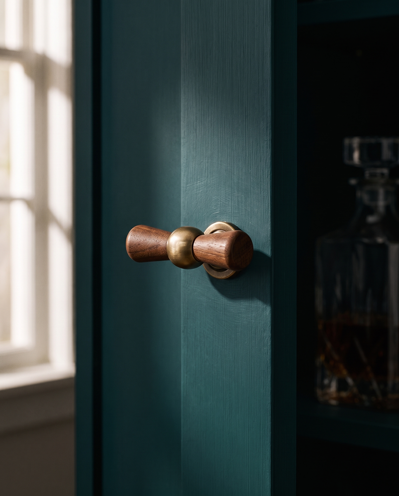 Tesa Walnut and Antique Brass Cabinet Family