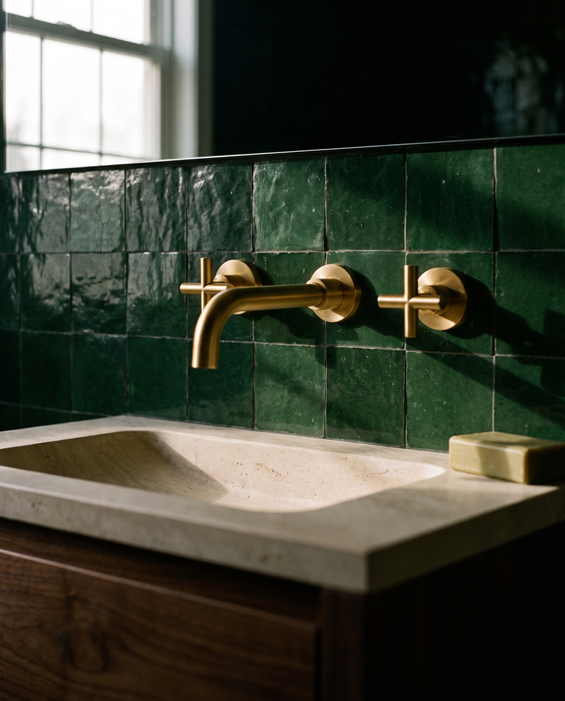 Lume Wall-Mount Brass Basin Mixer