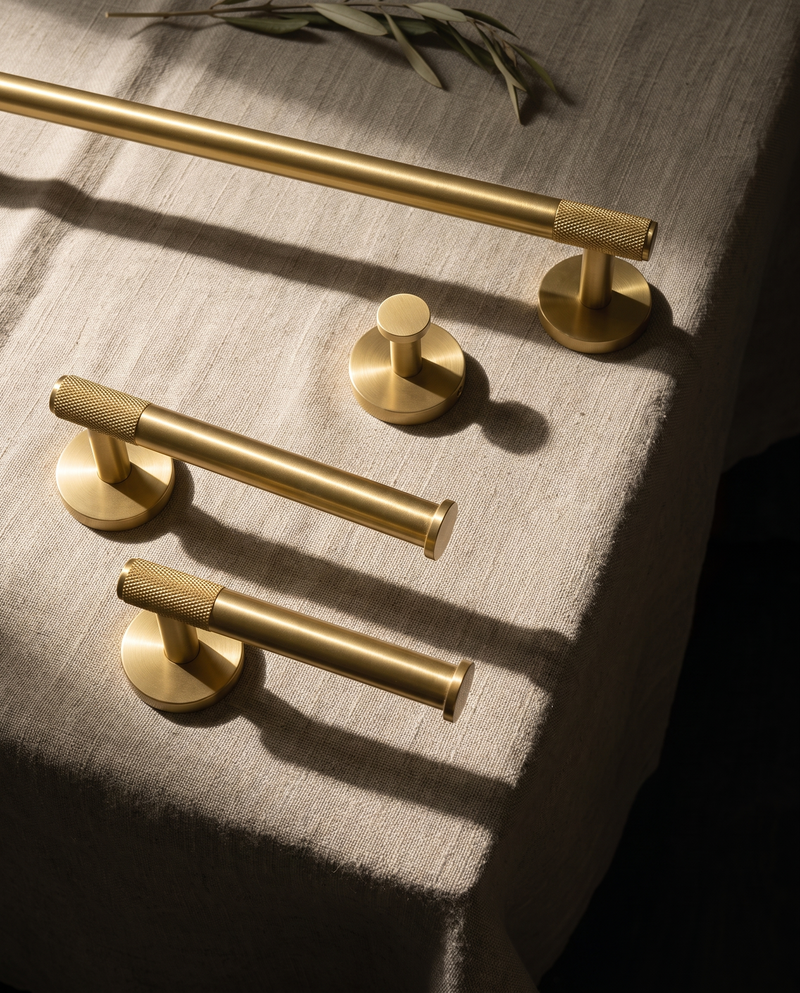 Tocco Knurled Brass Bathroom Hardware Family