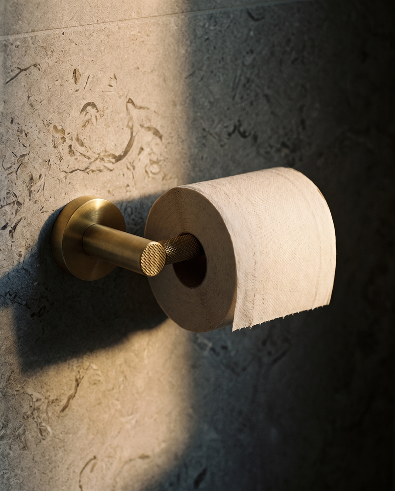 Varen Knurled Brass Toilet Paper Holder