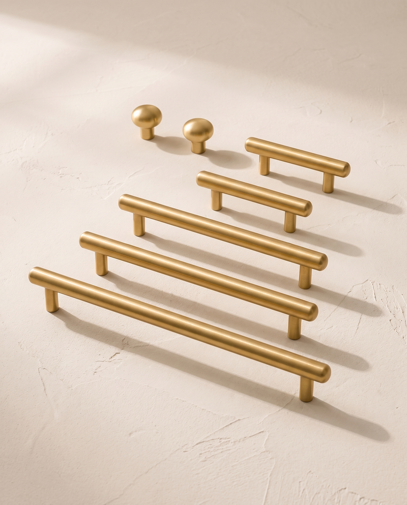 Vela Smooth Solid Brass Cabinet Family