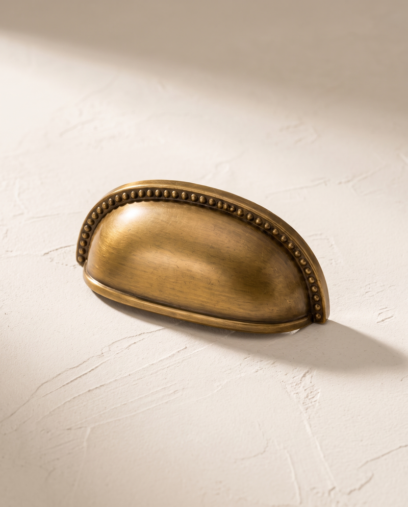 Perla 76 mm Beaded Brass Cup Pull