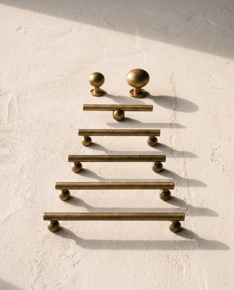 Lunetta Ball-End Solid Brass Cabinet Family