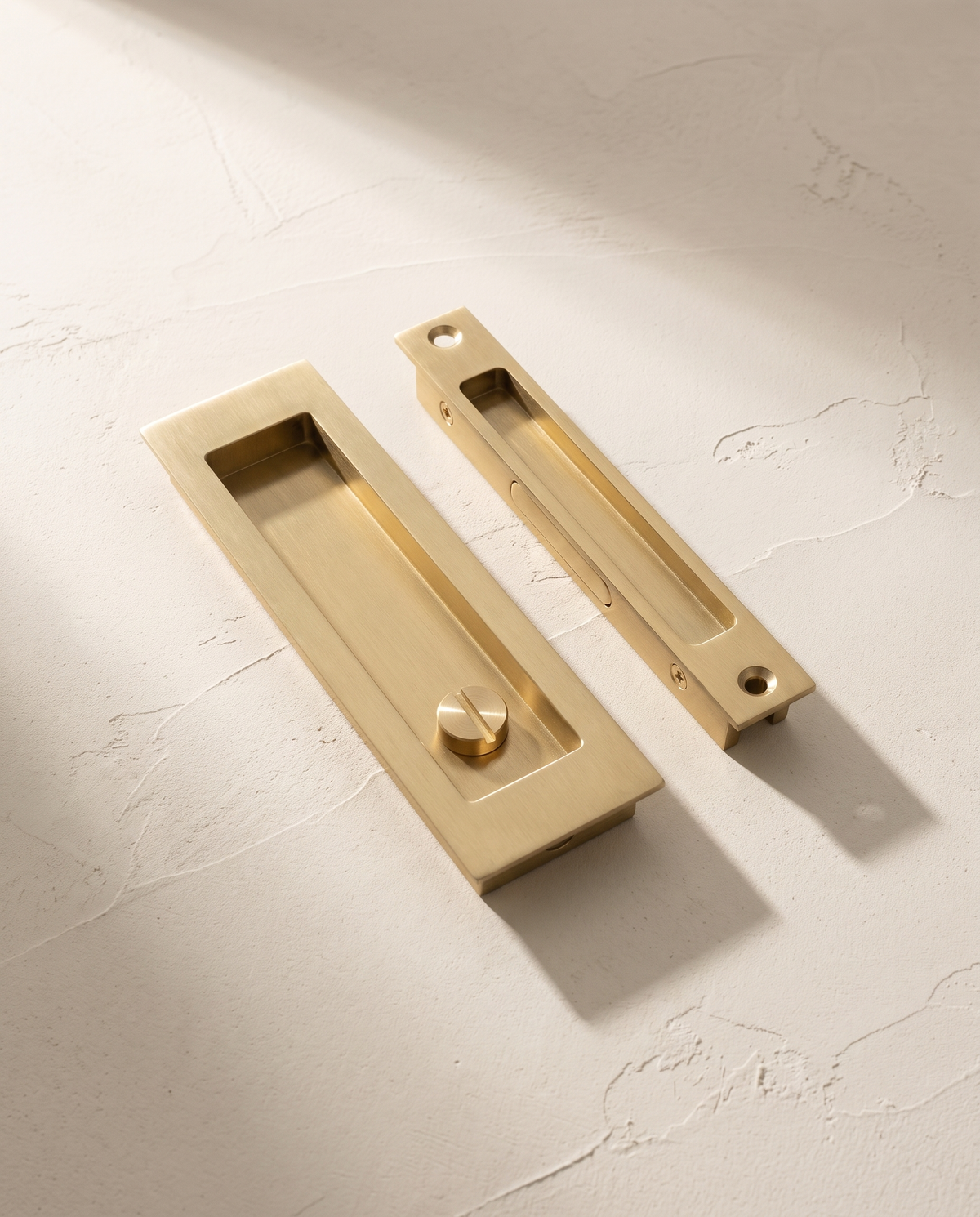 Lira Recessed Brass Pocket Door Set