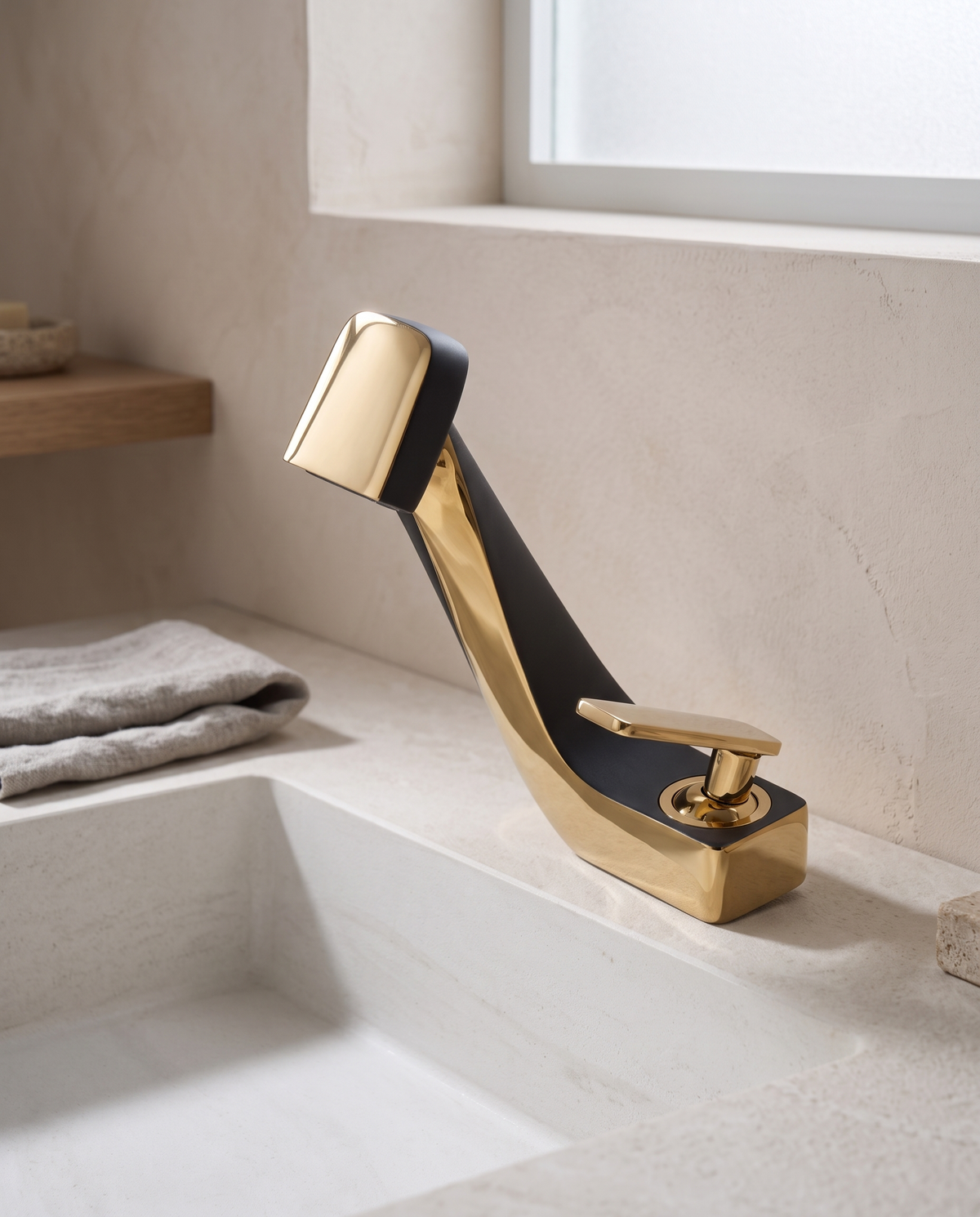 Nero Sculptural Waterfall Basin Faucet