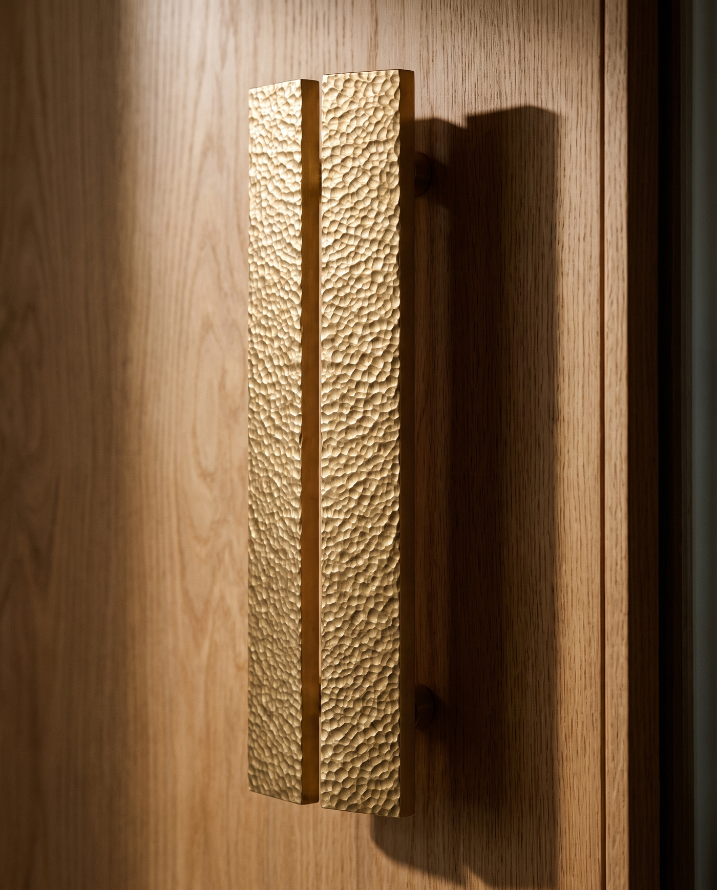 Avelin Hand-Hammered Brass Architectural Door Pull Pair