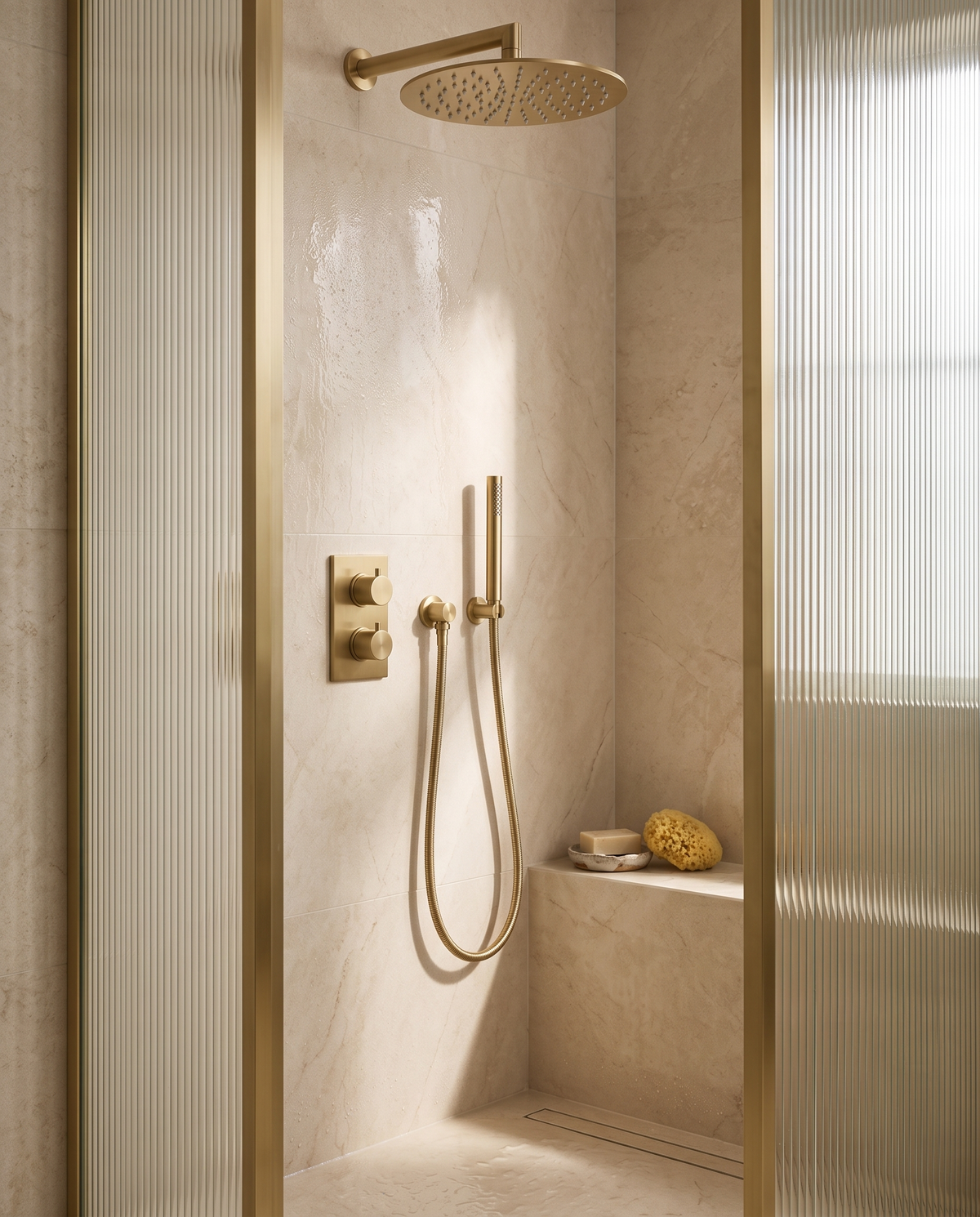 Ruvo Concealed Brass Rain Shower System