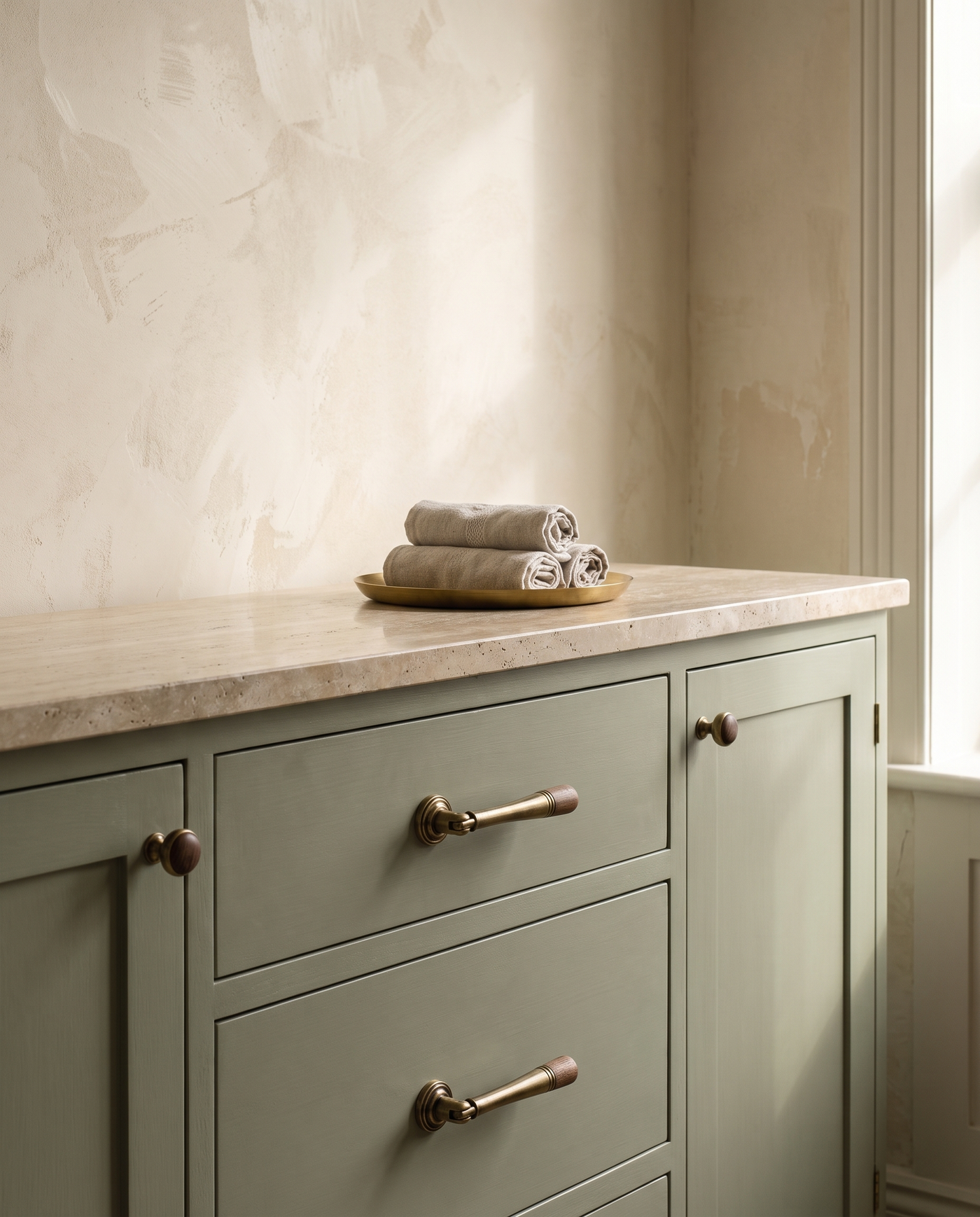 Tesa Walnut and Antique Brass Cabinet Family