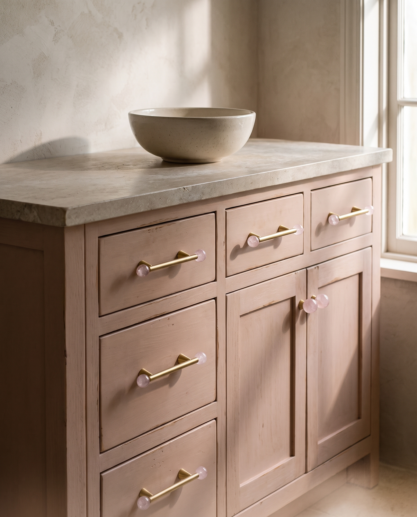 Gemma Rose Quartz Cabinet Pull