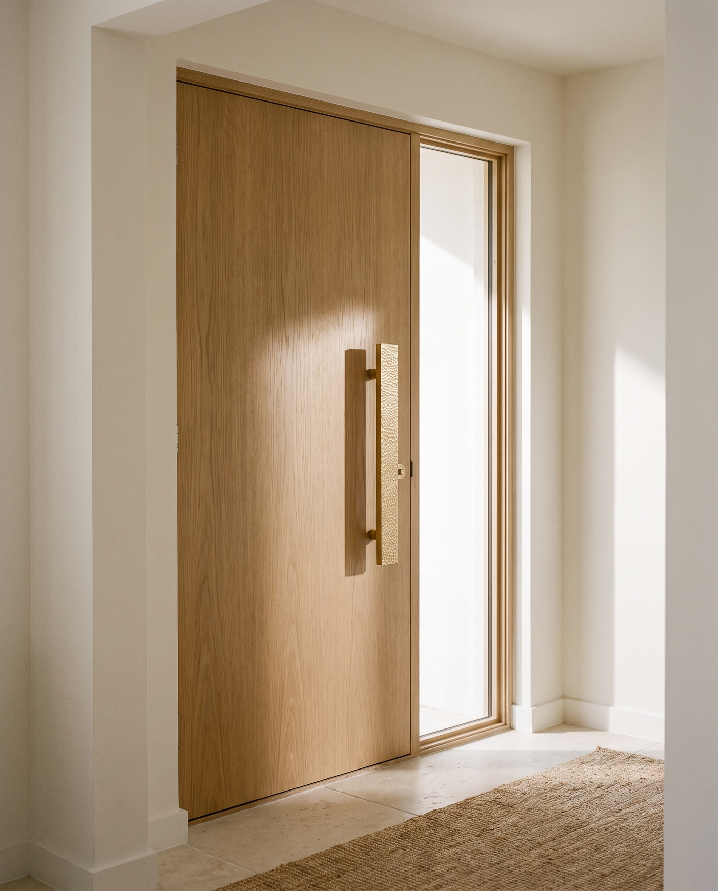 Avelin Hand-Hammered Brass Architectural Door Pull Pair