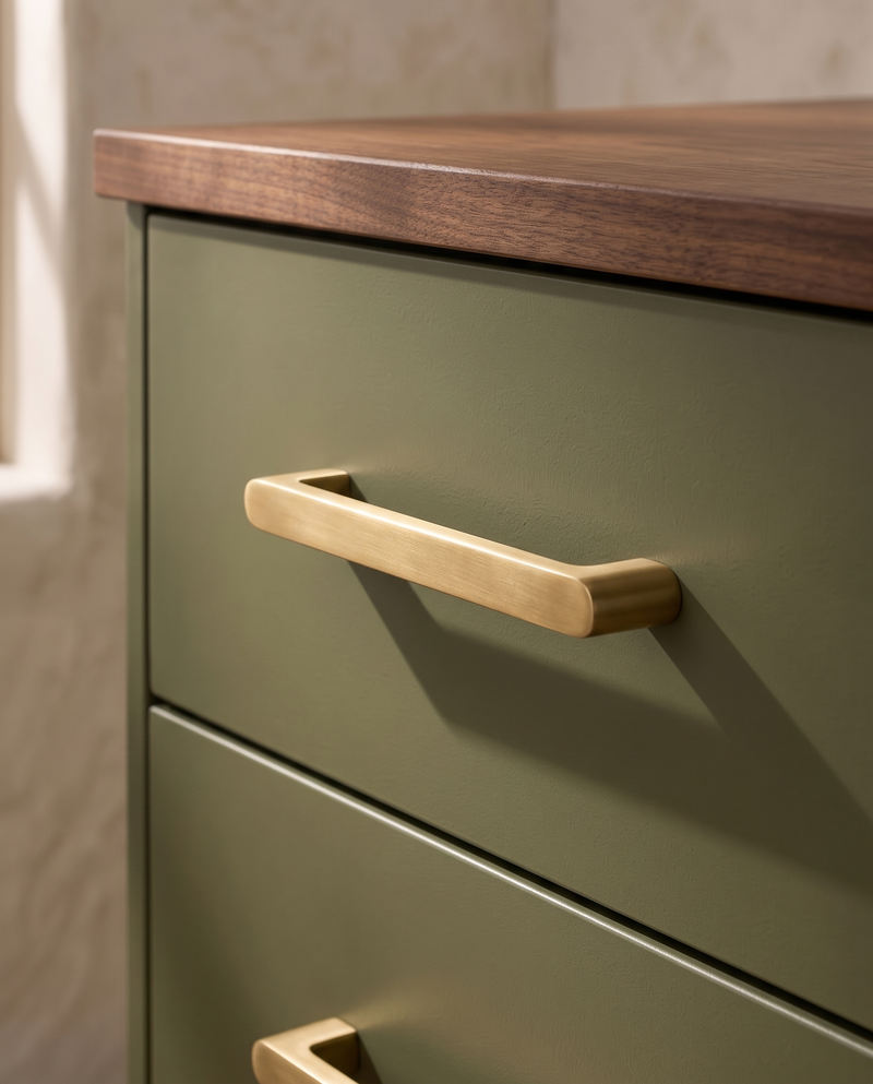 Piano Solid Brass Rounded Cabinet Pull