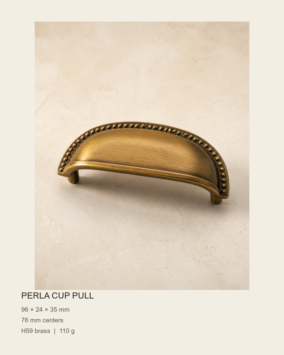 Perla 76 mm Beaded Brass Cup Pull