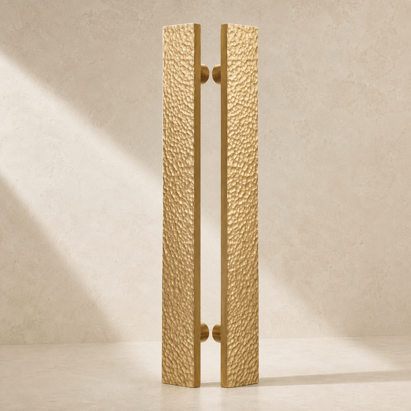 Avelin Hand-Hammered Brass Architectural Door Pull Pair