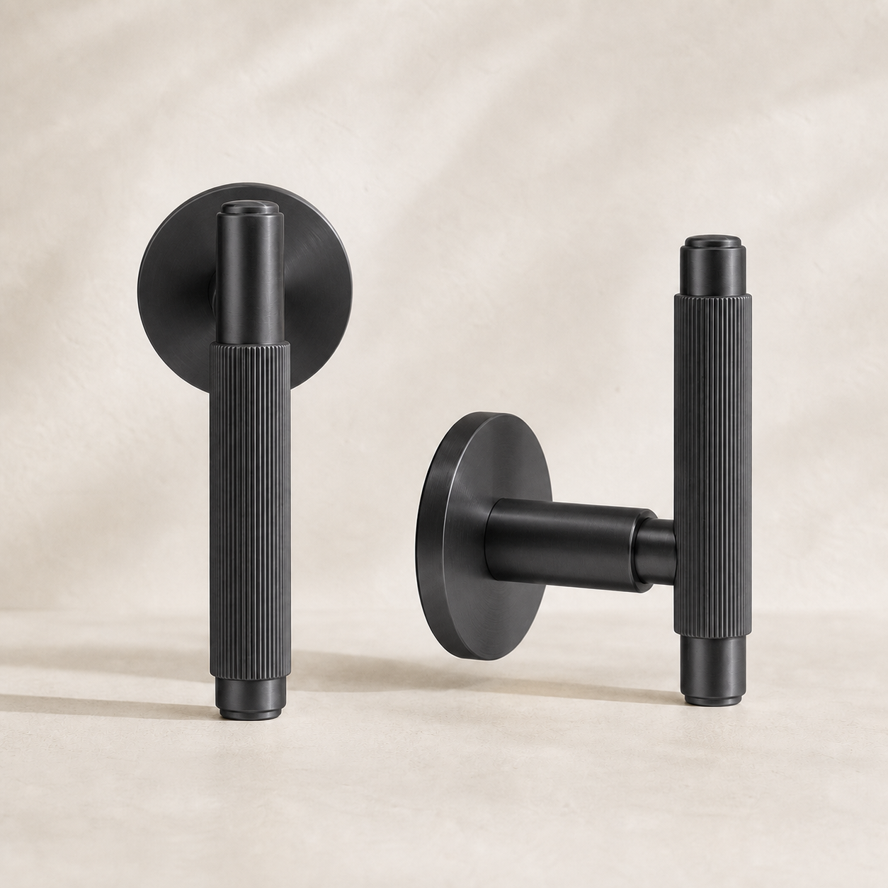 Lina Ribbed Solid Brass Door Lever Set