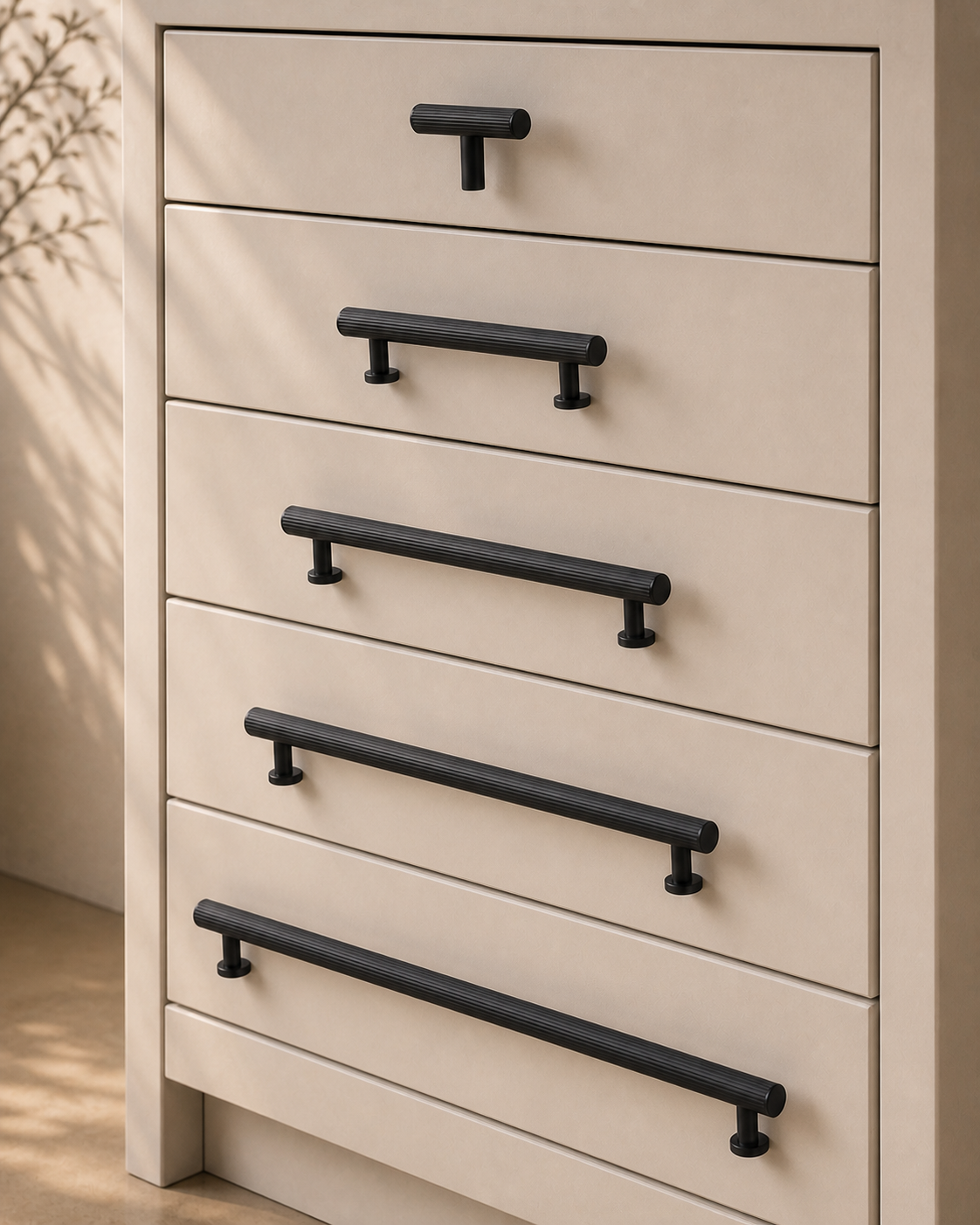 Riva Ribbed Solid Brass Cabinet Family