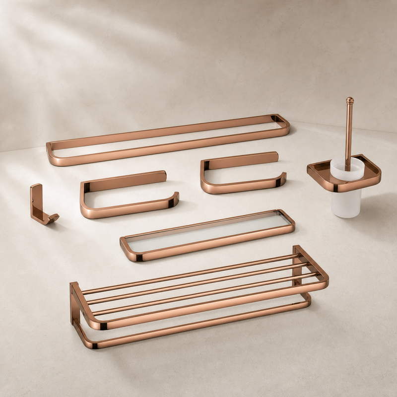 Rosata Rose-Gold Solid Brass Bathroom Family