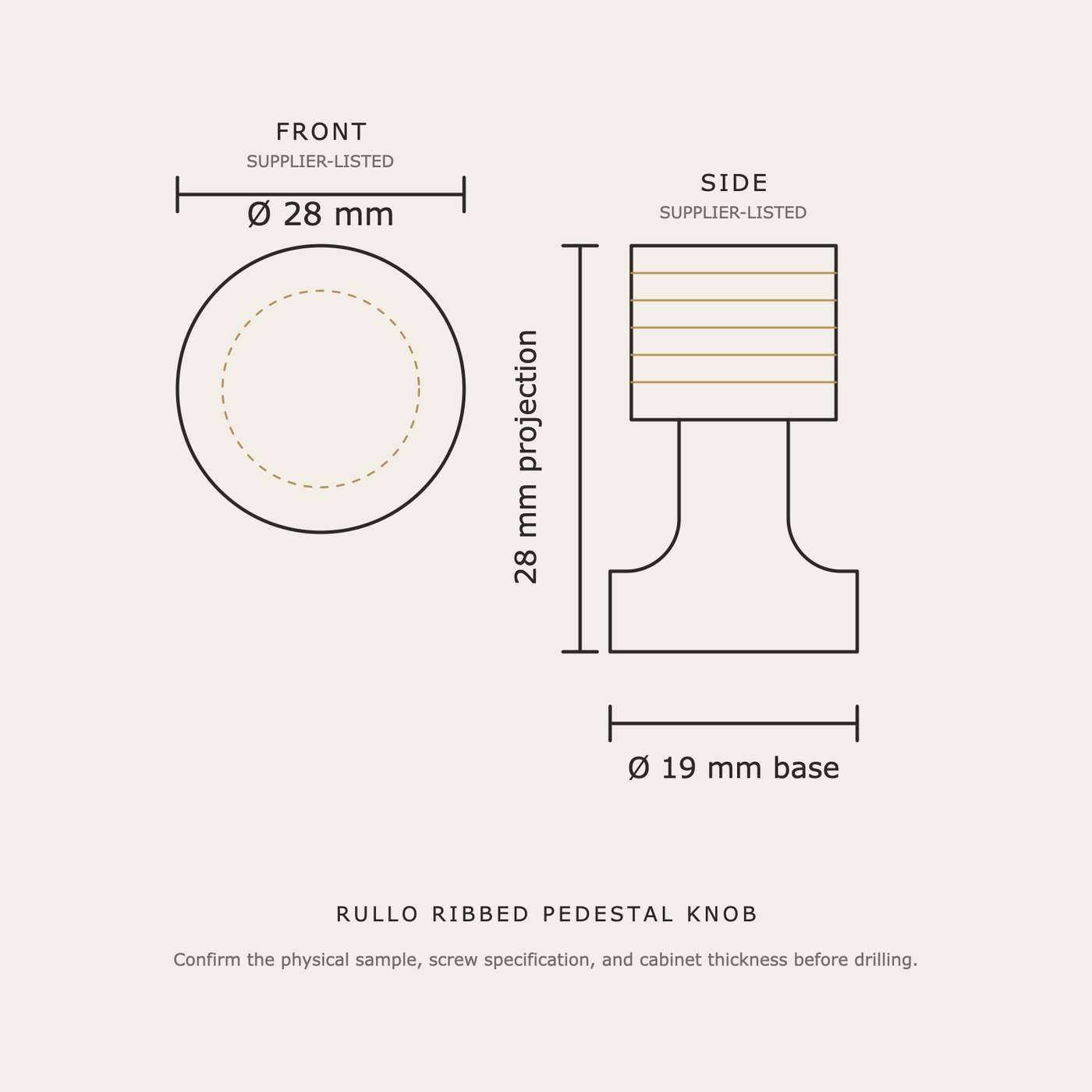 Rullo Ribbed Pedestal Knob