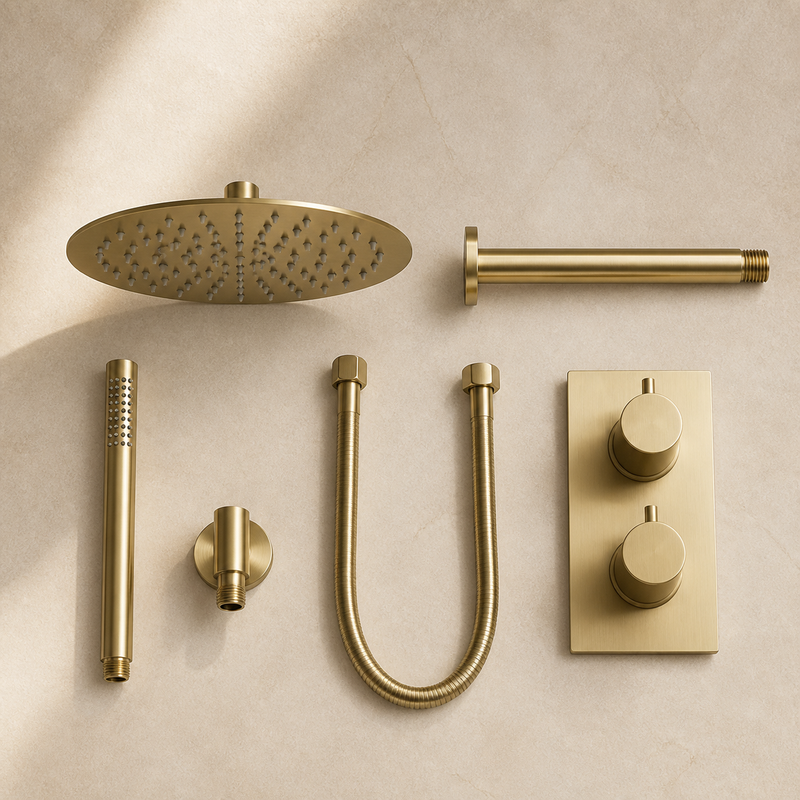 Ruvo Concealed Brass Rain Shower System