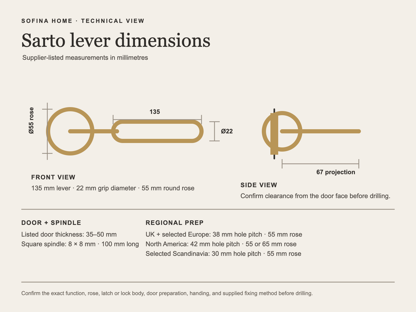 Sarto Knurled Brass Door Lever Set