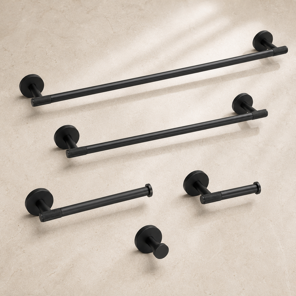 Tocco Knurled Brass Bathroom Hardware Family