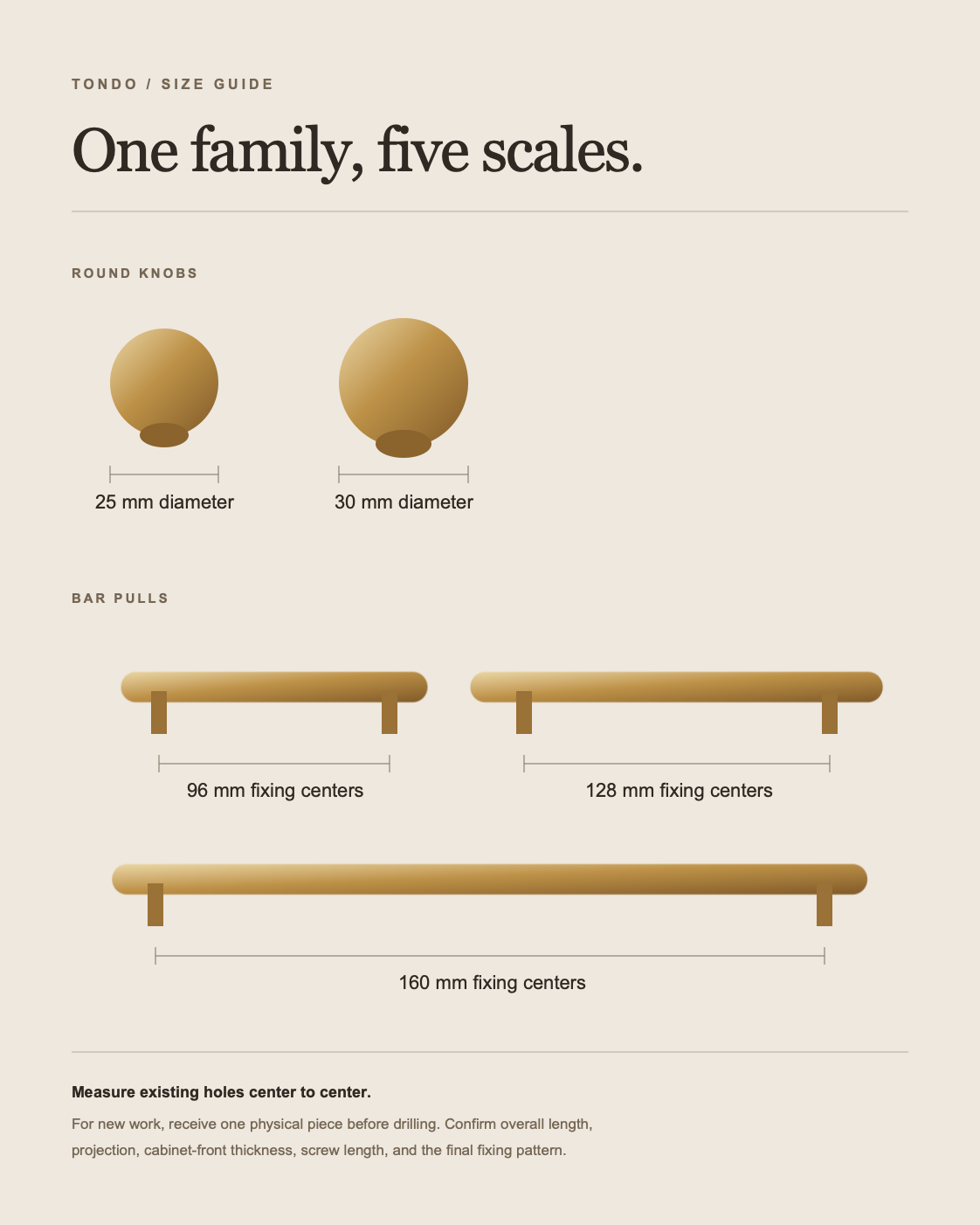Tondo Round Solid Brass Cabinet Family
