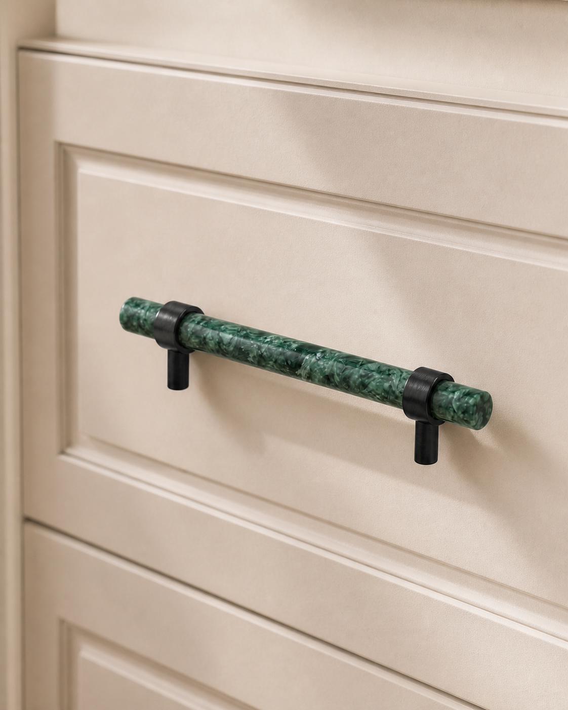 Verde and White Marble Bar Pull