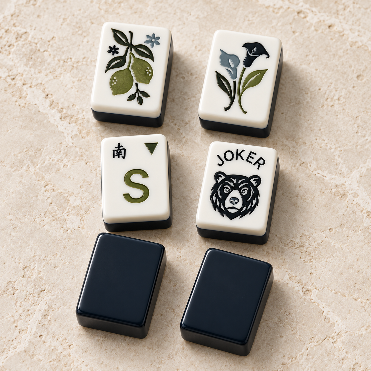 Woodland mahjong tile design