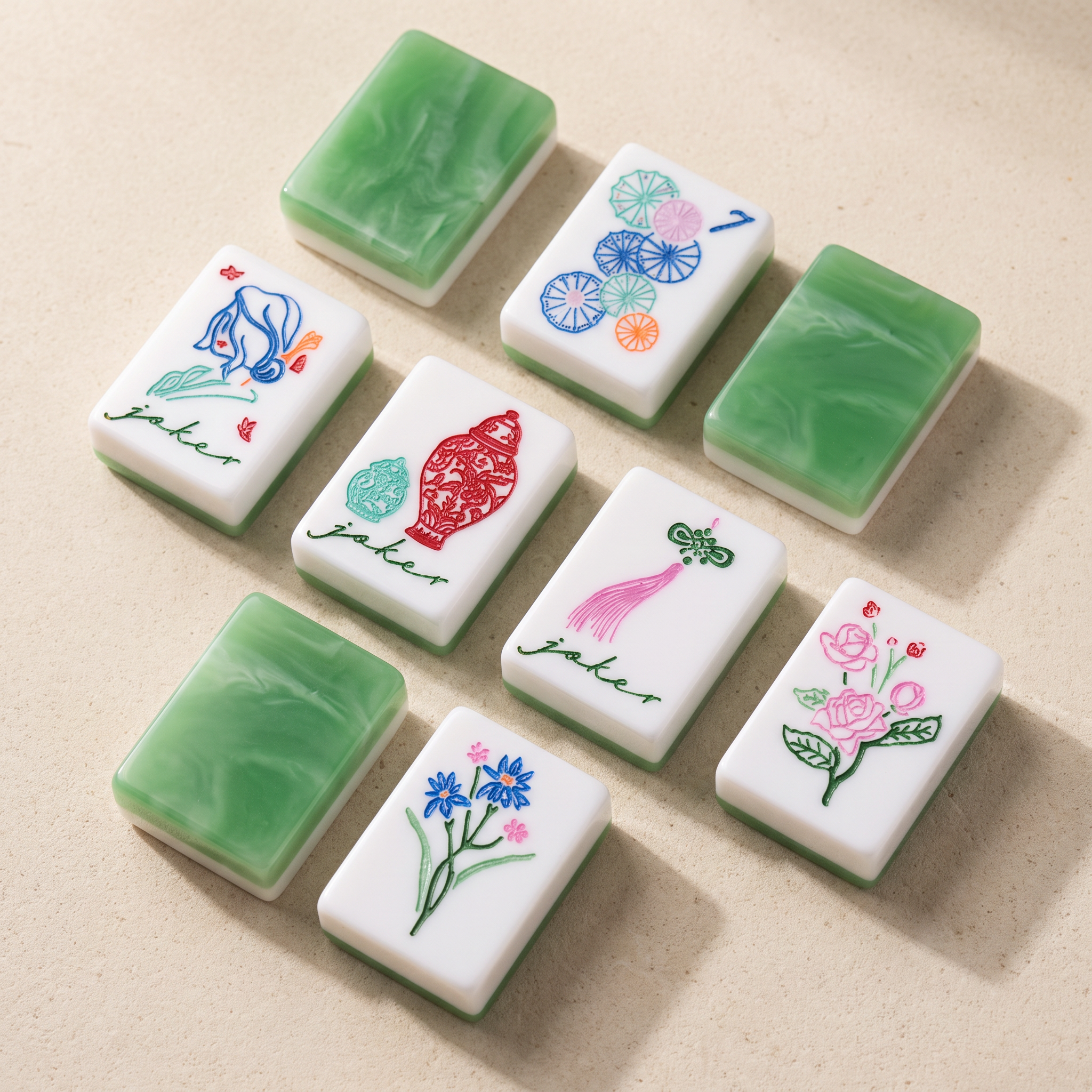 Jade mahjong tile design